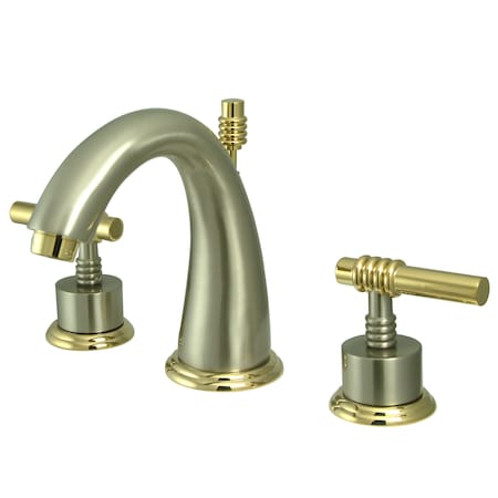 Kingston Brass 8" Widespread Bathroom Fct, Brushed Nickel/Polished Brass KS2969ML